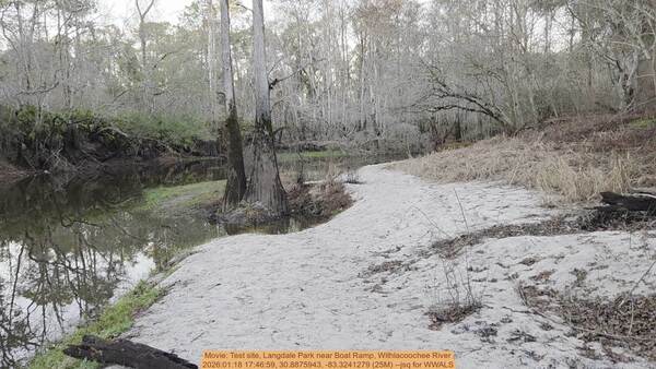 Movie: Test site, Langdale Park near Boat Ramp, Withlacoochee River, 2026:01:18 17:46:59, 30.8875943, -83.3241279 (25M) --jsq for WWALS