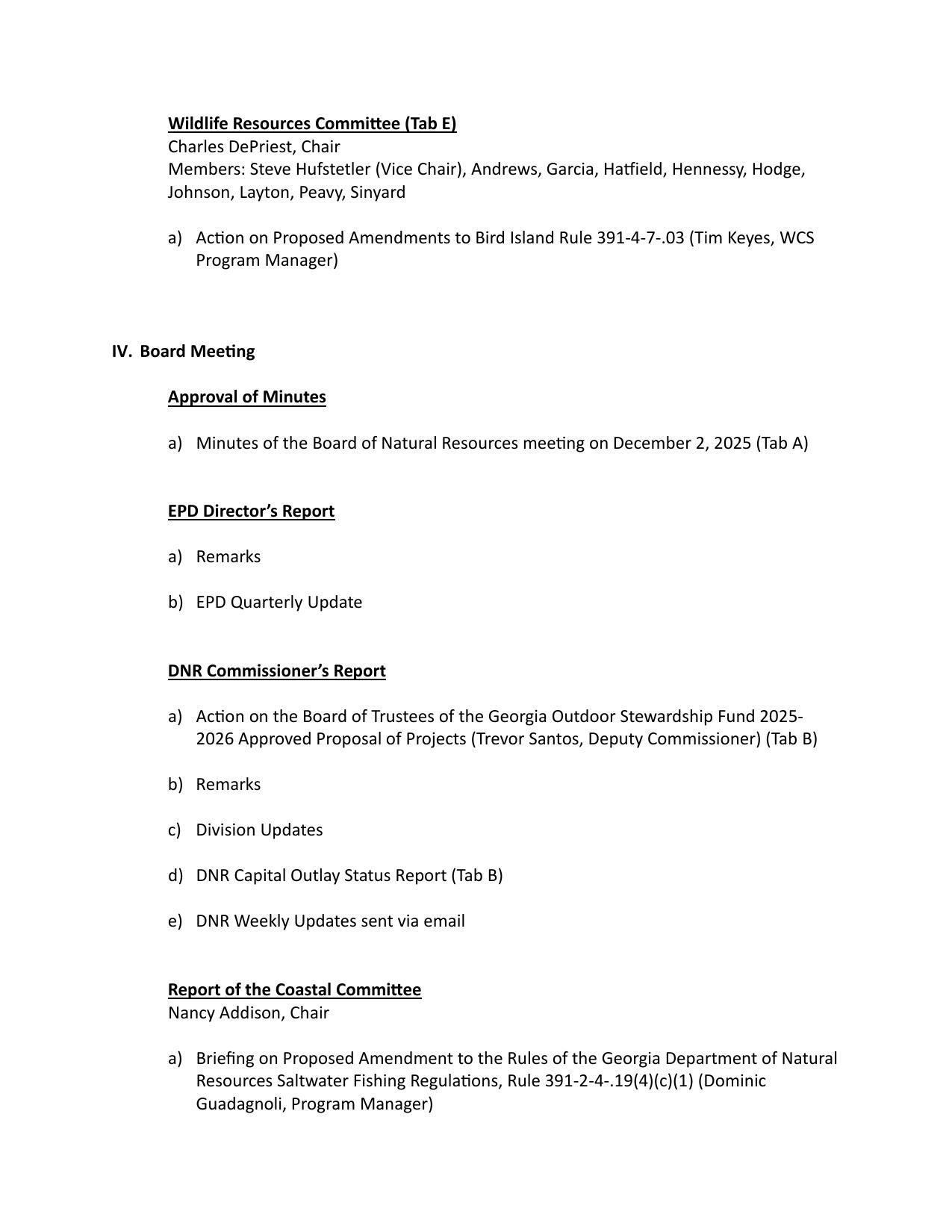 a) Action on the Board of Trustees of the Georgia Outdoor Stewardship Fund 2025-2026 Approved Proposal of Projects (Trevor Santos, Deputy Commissioner) (Tab B)