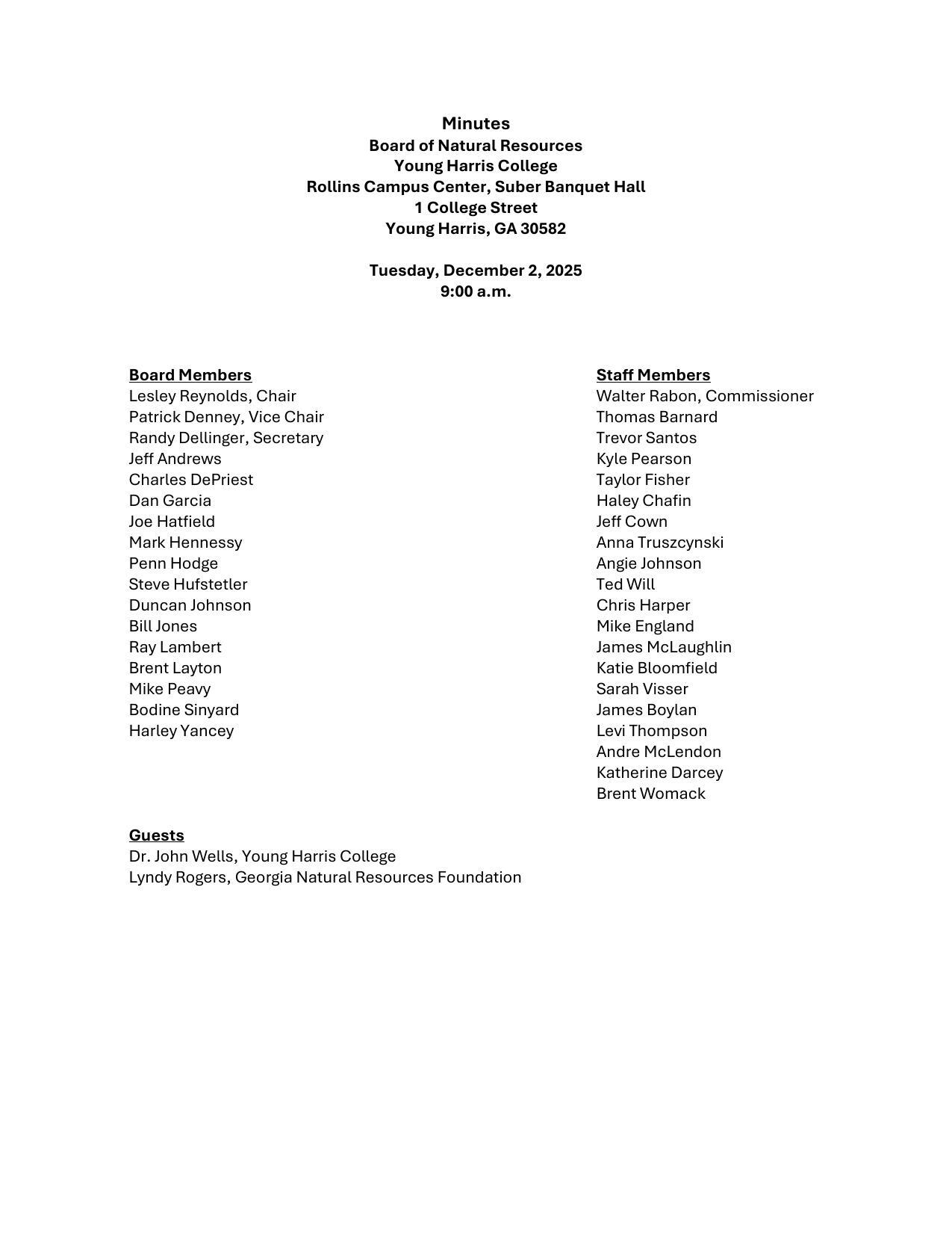 Minutes, Board of Natural Resources, Tuesday, December 2, 2025