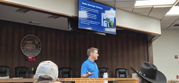 Water Shortage Advisory, Troy Roberts of SRWMD, 2026-02-05 --jsq for WWALS