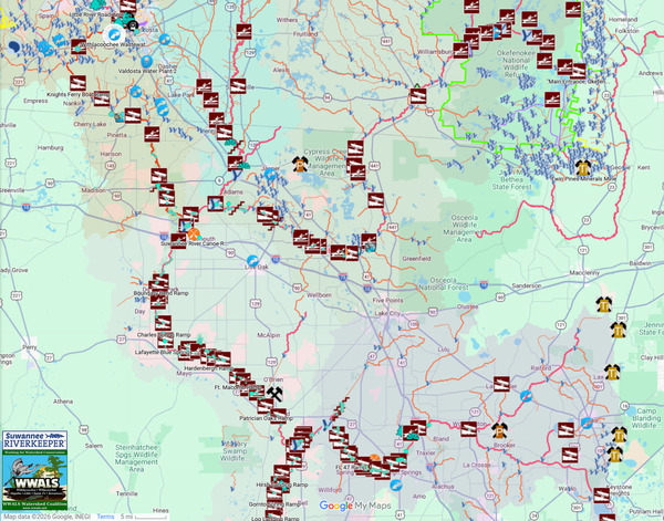 Map: Florida Downstream from Valdosta, 2026-02-05 --WWALS