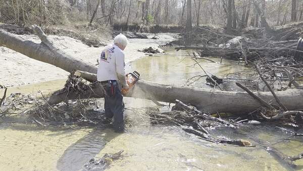 [Movie: Phil Hubbard with the Husqvarna chainsaw, 2026:02:14 14:23:05, 30.8642879, -83.3201194 (27M)]