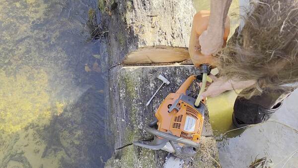 Movie: Quicksand while fueling the Husqvarna 460 Rancher 24-inch chainsaw, 2026:02:14 15:17:51, 30.8638746, -83.3210135 (5.6M)