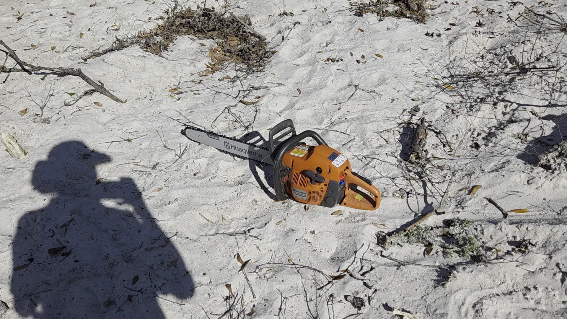 Movie: Thanks, Wild Green Future, for the grant that bought this Husqvarna 24-inch 460 Rancher chainsaw, 2026:02:14 14:35:52, 30.8642261, -83.3200575 (29M)