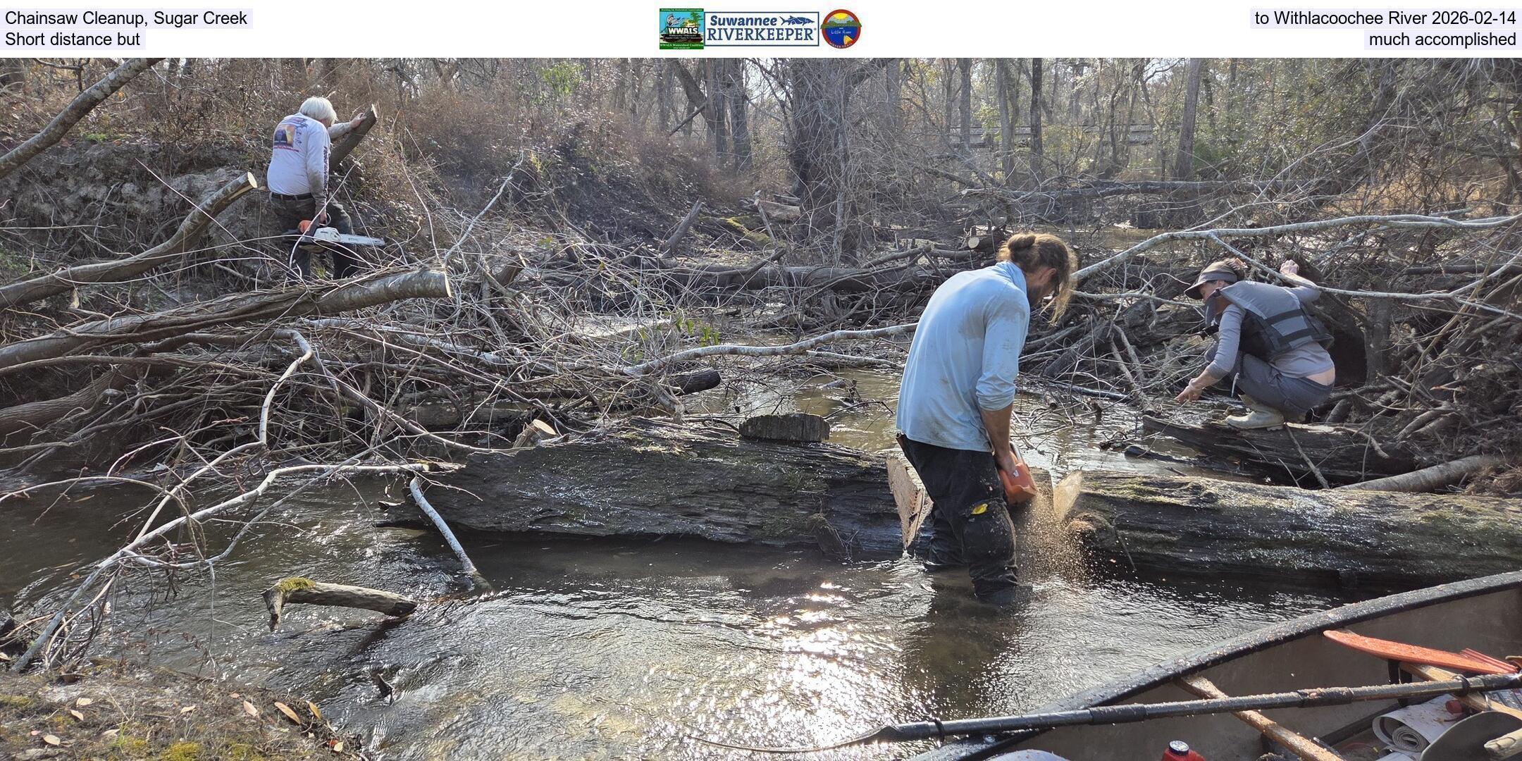 Chainsaw Cleanup, Sugar Creek to Withlacoochee River, Short distance but much accomplished