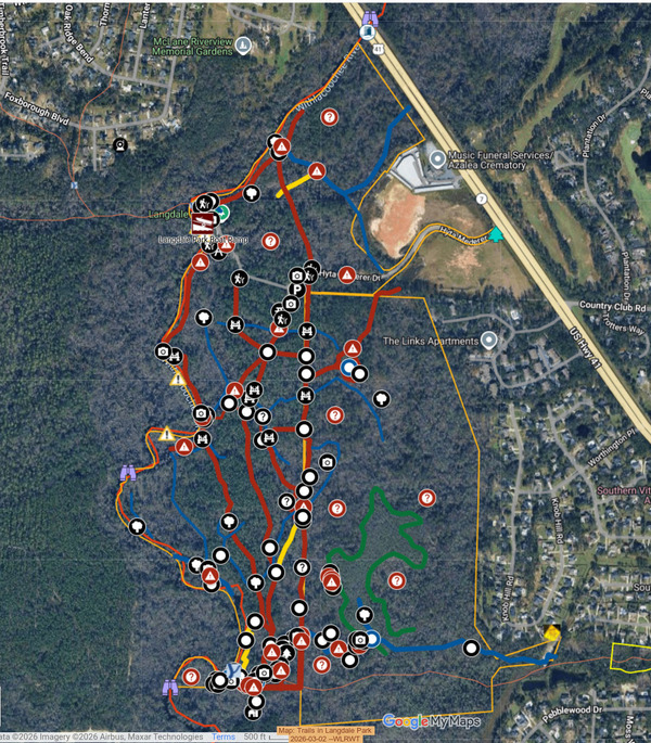 [Map: Trails in Langdale Park, 2026-03-02 --WLRWT]