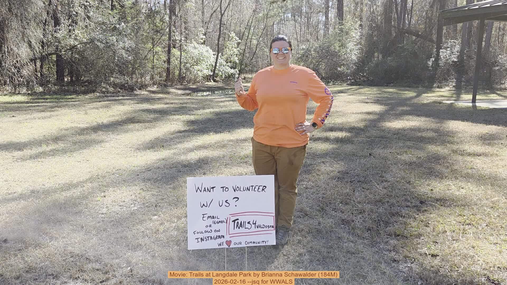 Movie: Trails at Langdale Park by Brianna Schawalder (184M), 2026-02-16 --jsq for WWALS