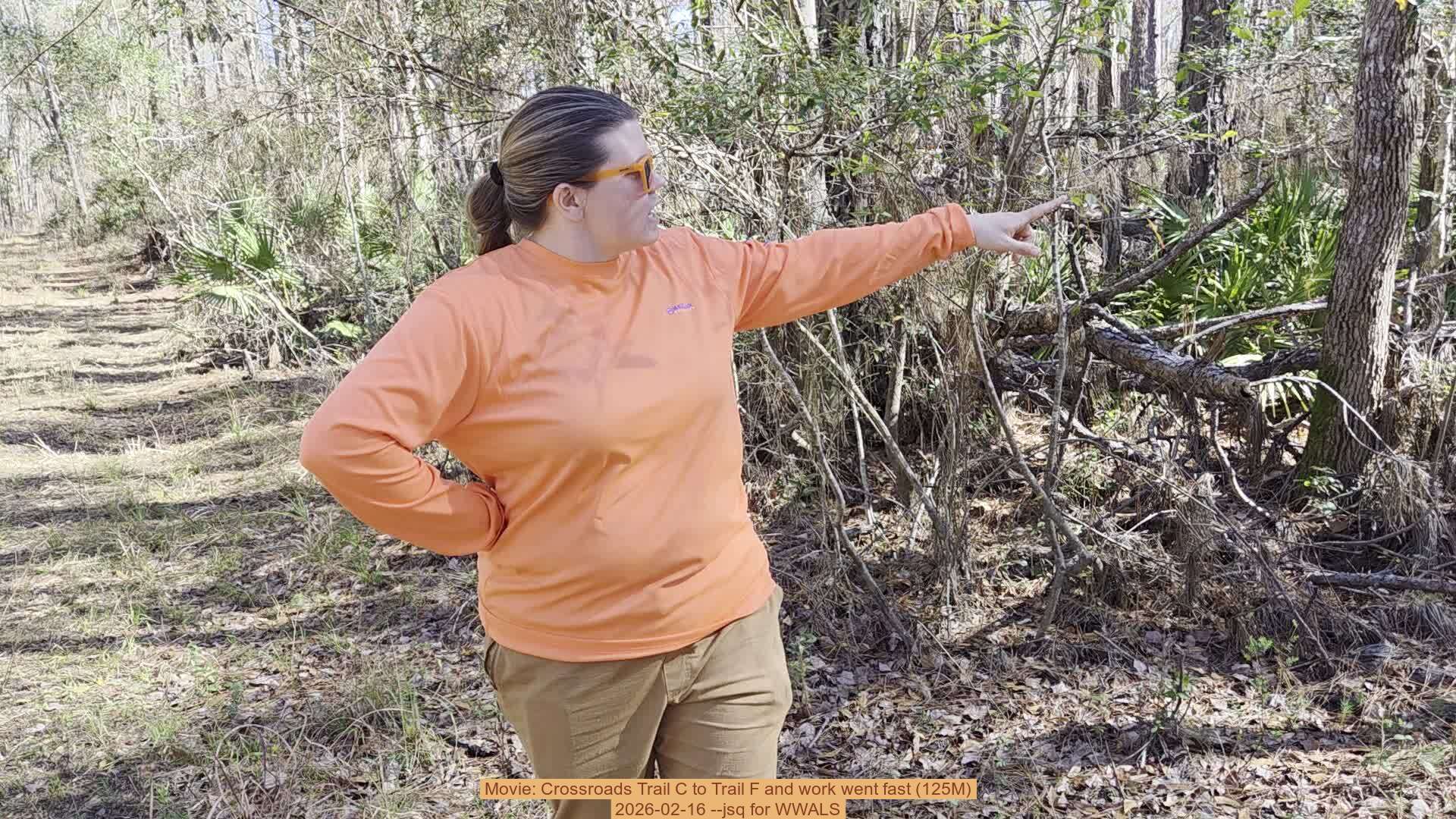 Movie: Crossroads Trail C to Trail F and work went fast (125M), 2026-02-16 --jsq for WWALS