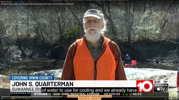 [Suwannee Riverkeeper: Datacenter water use, 2026-02-16 --WALB TV]