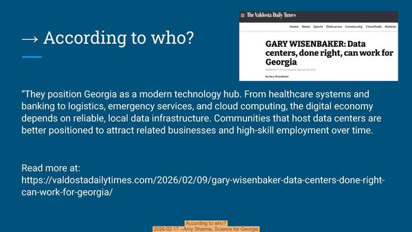 According to who?, 2026-02-17 --Amy Sharma, Science for Georgia