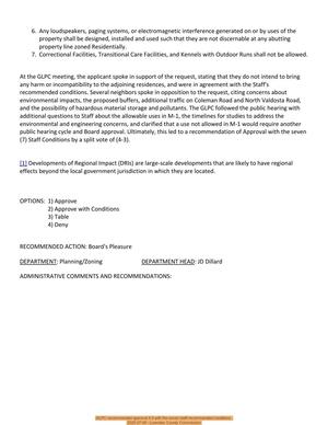 [GLPC recommended approval 4:3 with the seven staff-recommended conditions.]