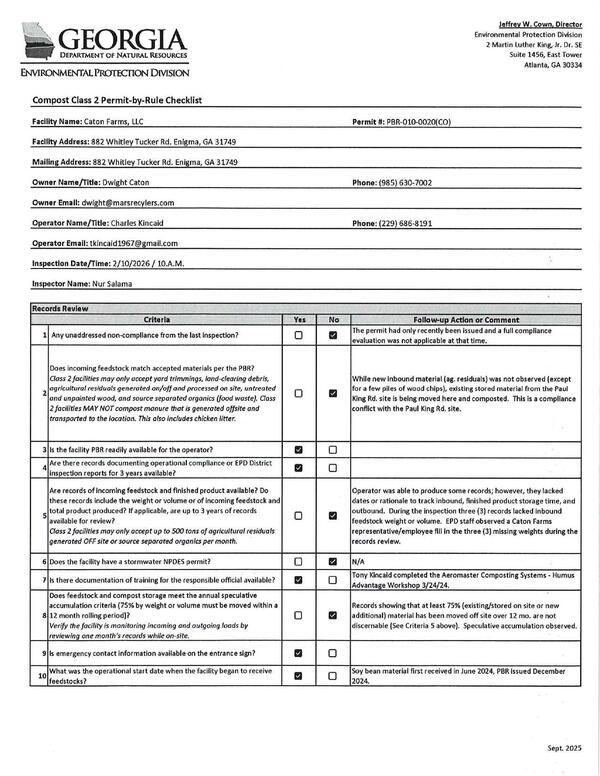[Compost Class 2 Permit-by-Rule Checklist]