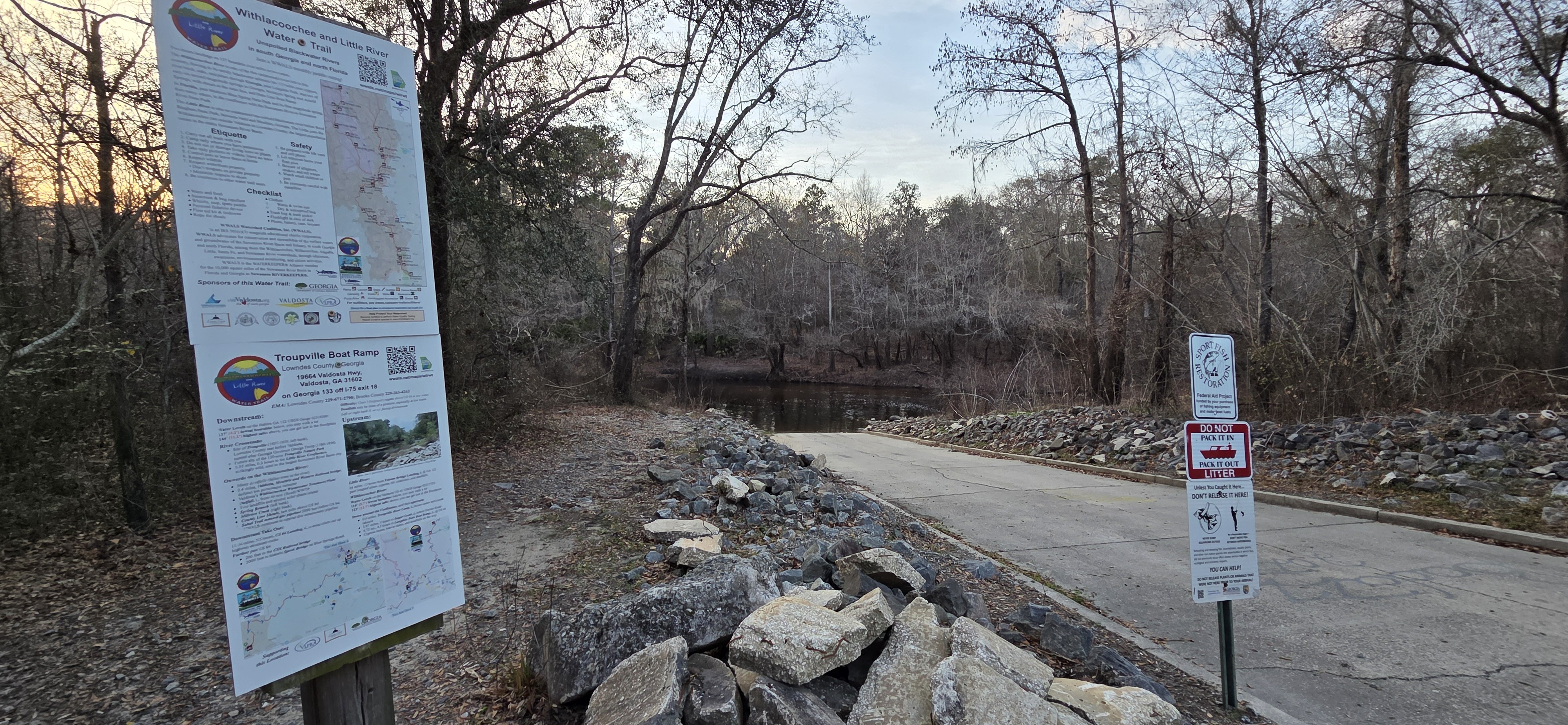 Signs, Troupville Boat Ramp, Little River @ GA 133 2026-02-19 --jsq for WWALS