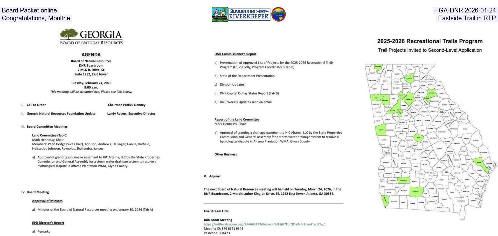 Board Packet online, --GA-DNR 2026-01-24, Congratulations, Moultrie, Eastside Trail in RTP