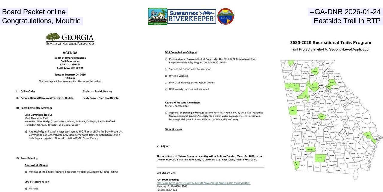 Board Packet online, --GA-DNR 2026-01-24, Congratulations, Moultrie, Eastside Trail in RTP