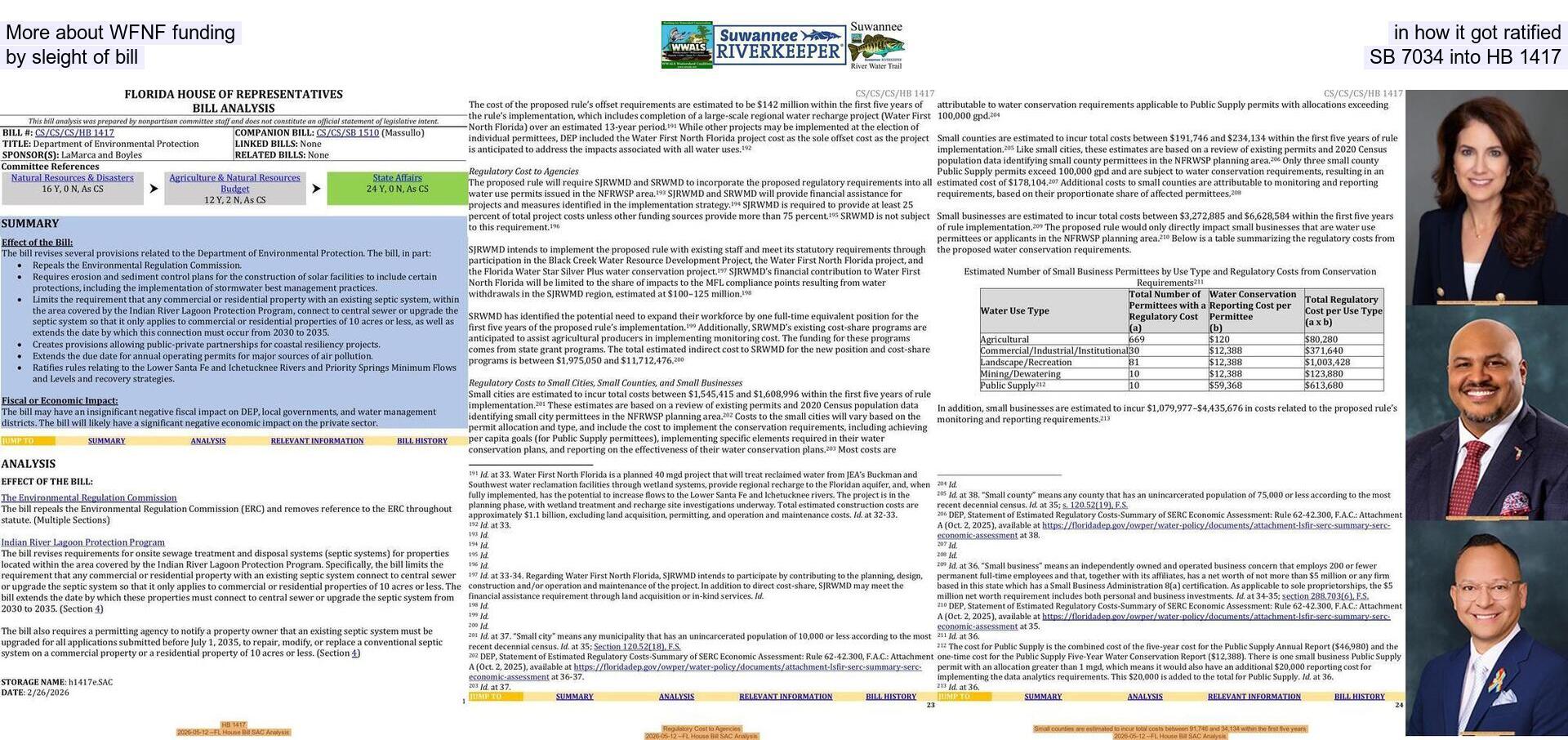 More about WFNF funding in how it got ratified by sleight of bill, SB 7034 into HB 1417