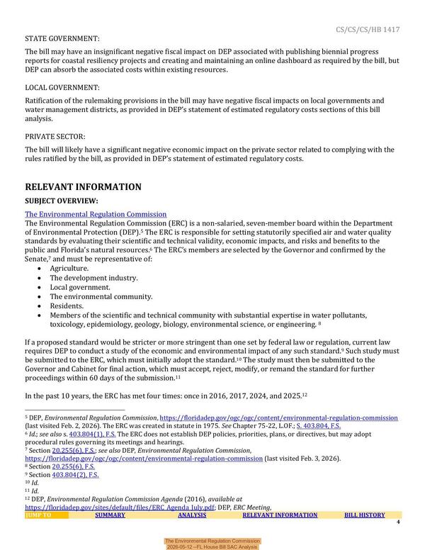 [The Environmental Regulation Commission, 2026-05-12 --FL House Bill SAC Analysis]