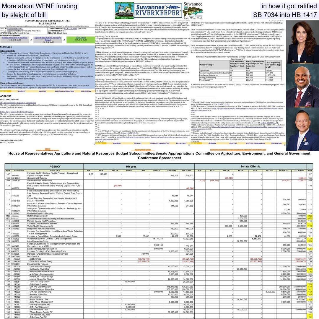 More about WFNF funding in how it got ratified by sleight of bill, SB 7034 into HB 1417