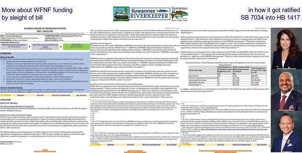 More about WFNF funding in how it got ratified by sleight of bill, SB 7034 into HB 1417