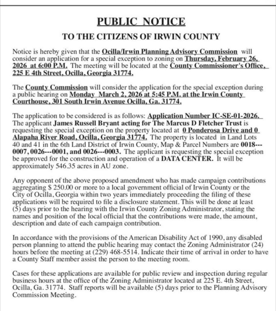 Public Notice, 2026-02-11 --Irwin County