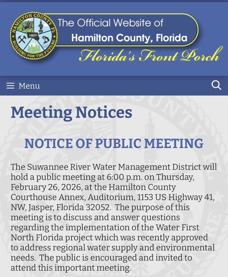 Public Notice: Hamilton County WFNF Meeting, 2026-02-26 --SRWMD
