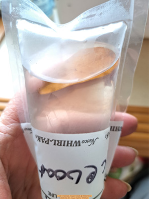 [Leaf in Sample, Sugar Creek @ WaterGoat 2026-02-26 --Suzy Hall for WWALS]