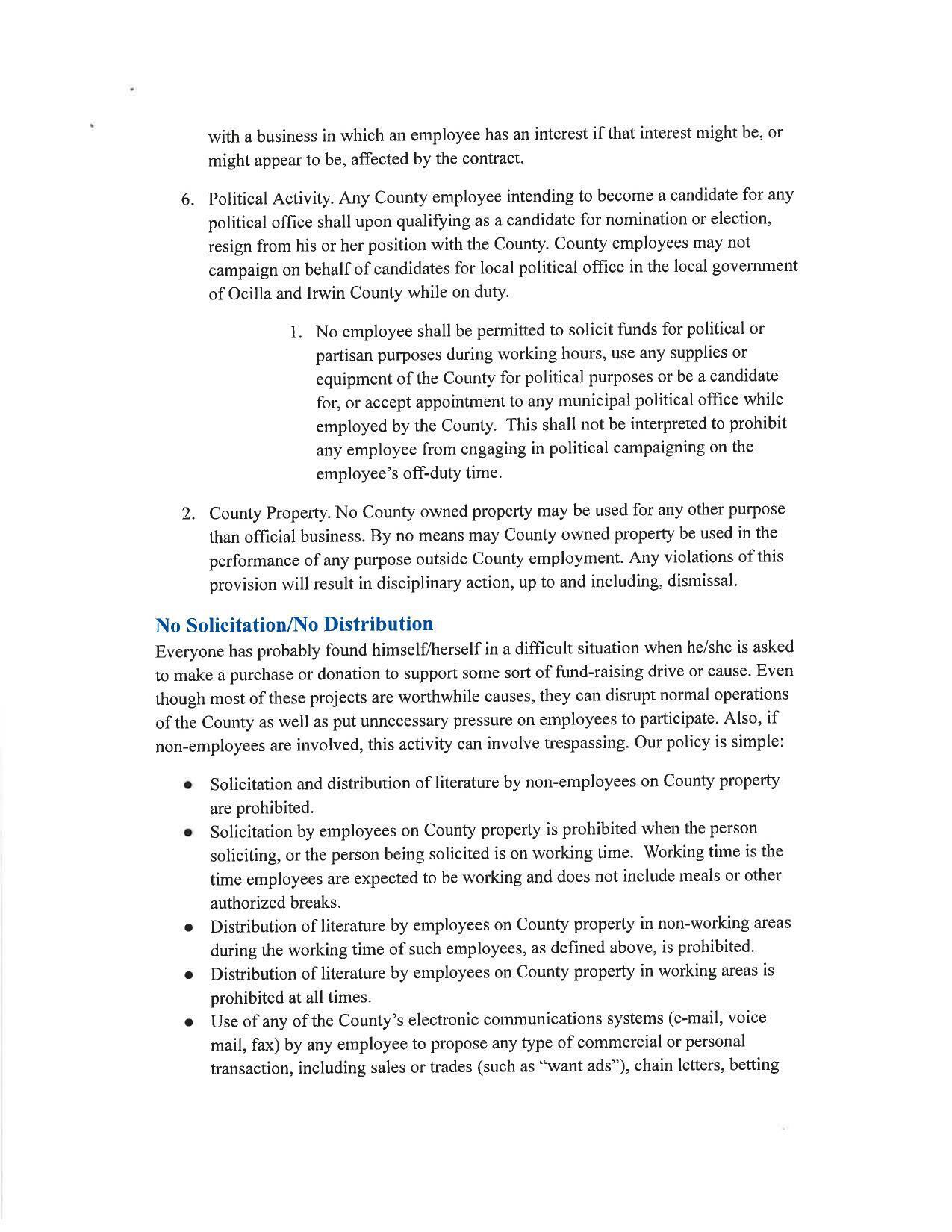 No Solicitation/No Distribution