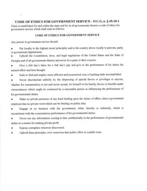 [CODE OF ETHICS FOR GOVERNMENT SERVICE - 0.C.G.A. § 45-10-1]