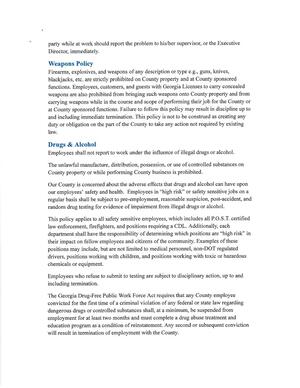 [The Georgia Drug-Free Public Work Force Act requires that any County employee]