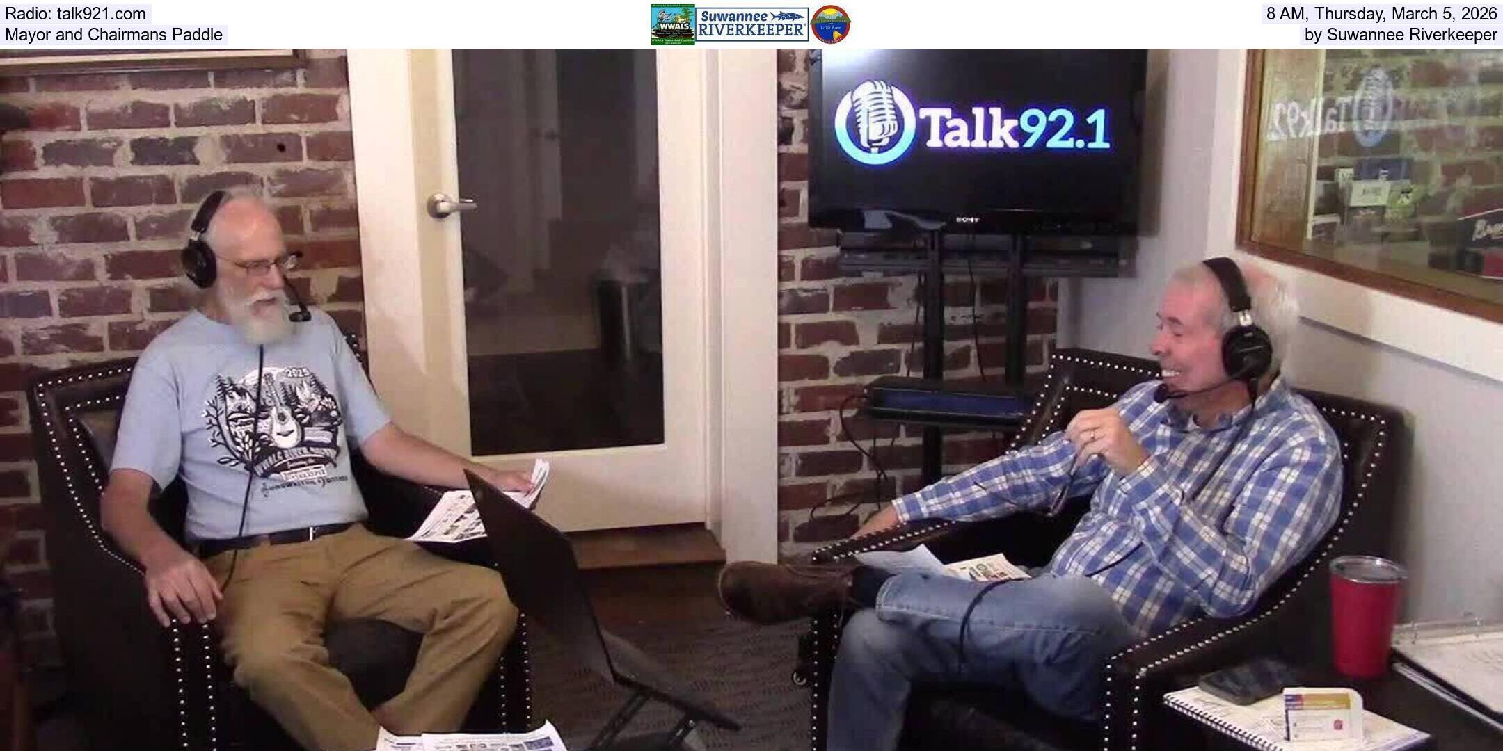 Radio: talk921.com, 8 AM, Thursday, March 5, 2026, Mayor and Chairmans Paddle by Suwannee Riverkeeper
