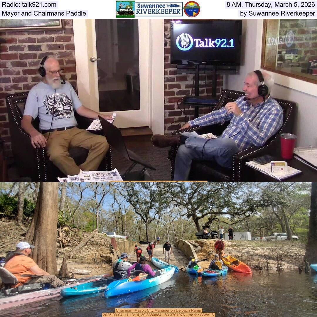 Radio: talk921.com, 8 AM, Thursday, March 5, 2026, Mayor and Chairmans Paddle by Suwannee Riverkeeper