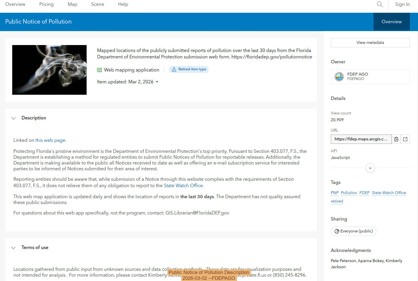 Public Notice of Pollution Description, 2026-03-02 --FDEPAGO