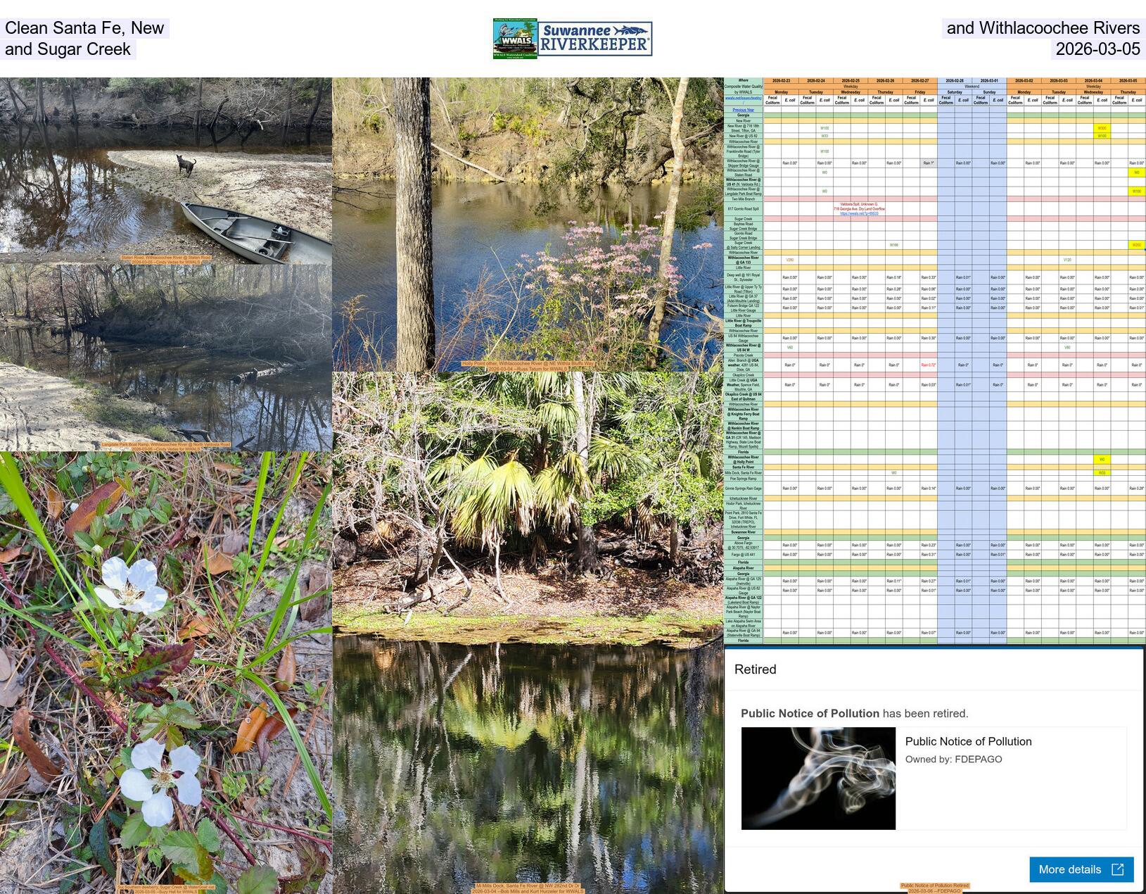 [Clean Santa Fe, New, and Withlacoochee Rivers, and Sugar Creek, 2026-03-05]