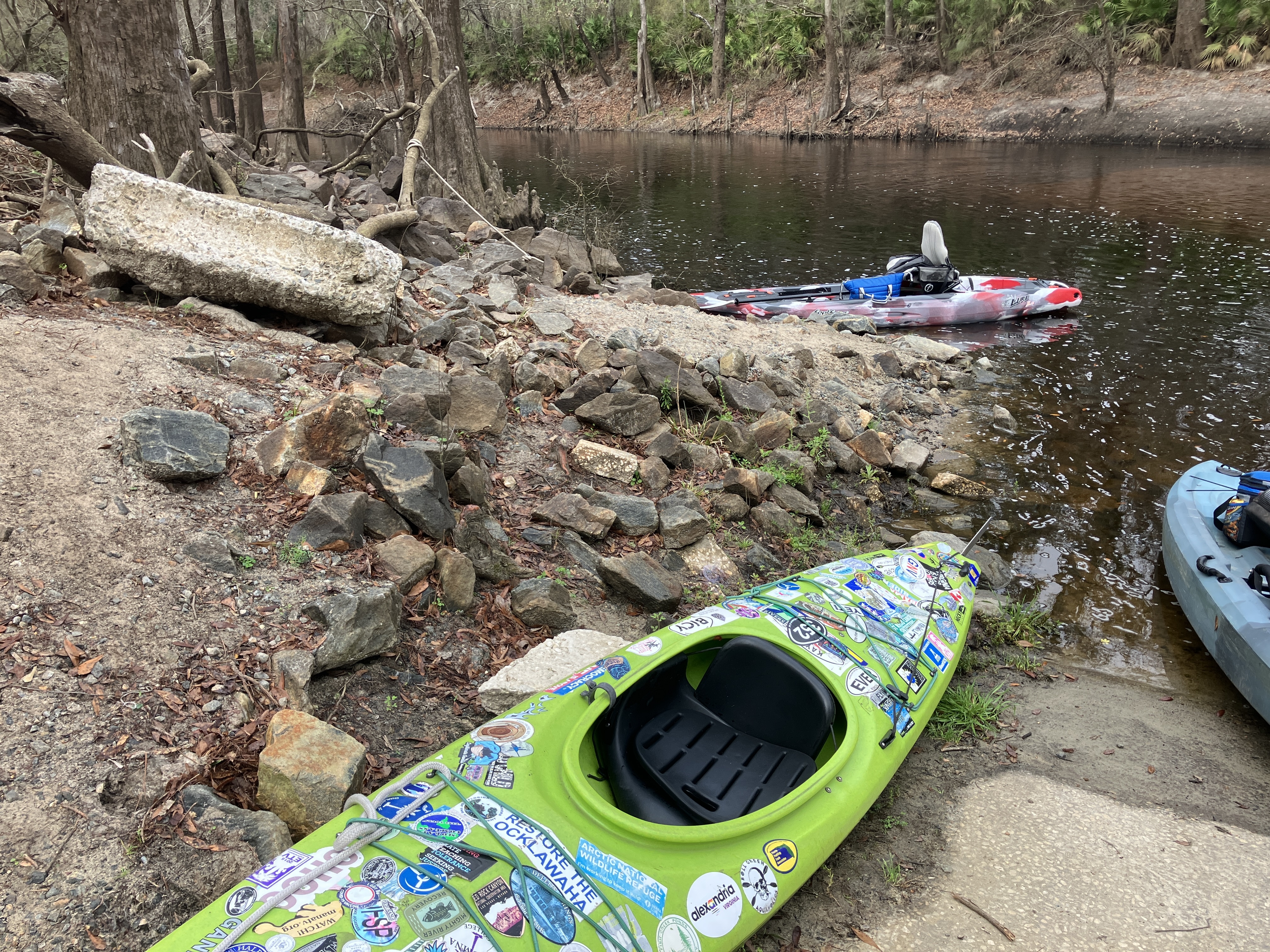 Chairman's boat on the shore, 2026:03:07 08:34:33, 30.8514472, -83.3478861 --Gretchen Quarterman for WWALS