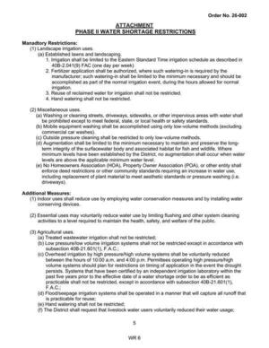 [ATTACHMENT PHASE II WATER SHORTAGE RESTRICTIONS]