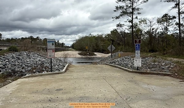 [Lakeland Boat Ramp, Alapaha River @ GA 122 2026-03-12 --Kim Tanner for WWALS]