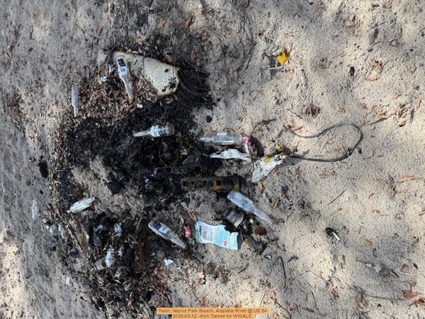 [Trash, Naylor Park Beach, Alapaha River @ US 84 2026-03-12 --Kim Tanner for WWALS]