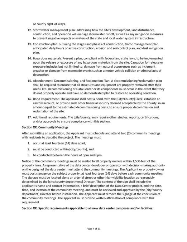 [Section XX. Community Meetings]