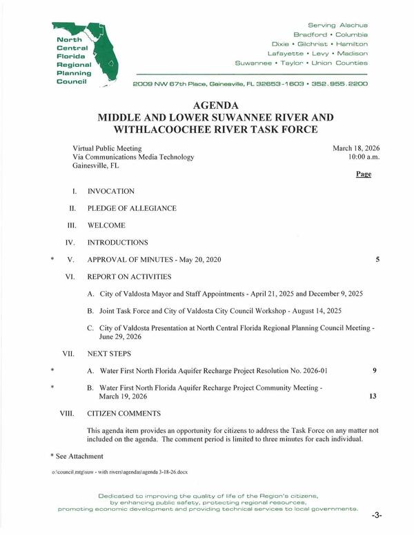 [Agenda, Virtual Public Meeting March 18, 2026]