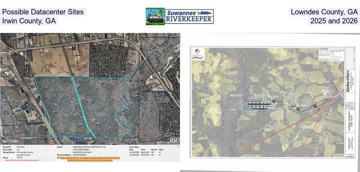 Possible Datacenter Sites, Lowndes County, GA, Irwin County, GA, 2025 and 2026