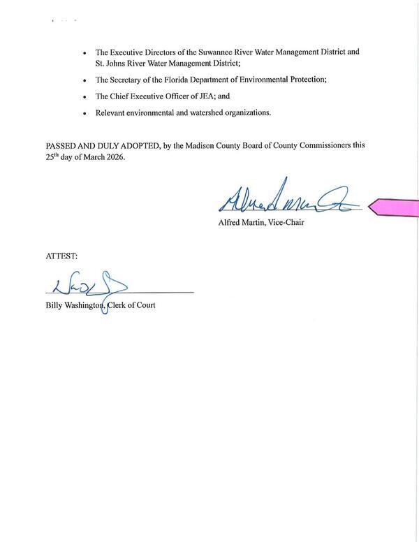 [PASSED AND DULY ADOPTED, by the Madison County Board of County Commissioners this 25th day of March 2026.]
