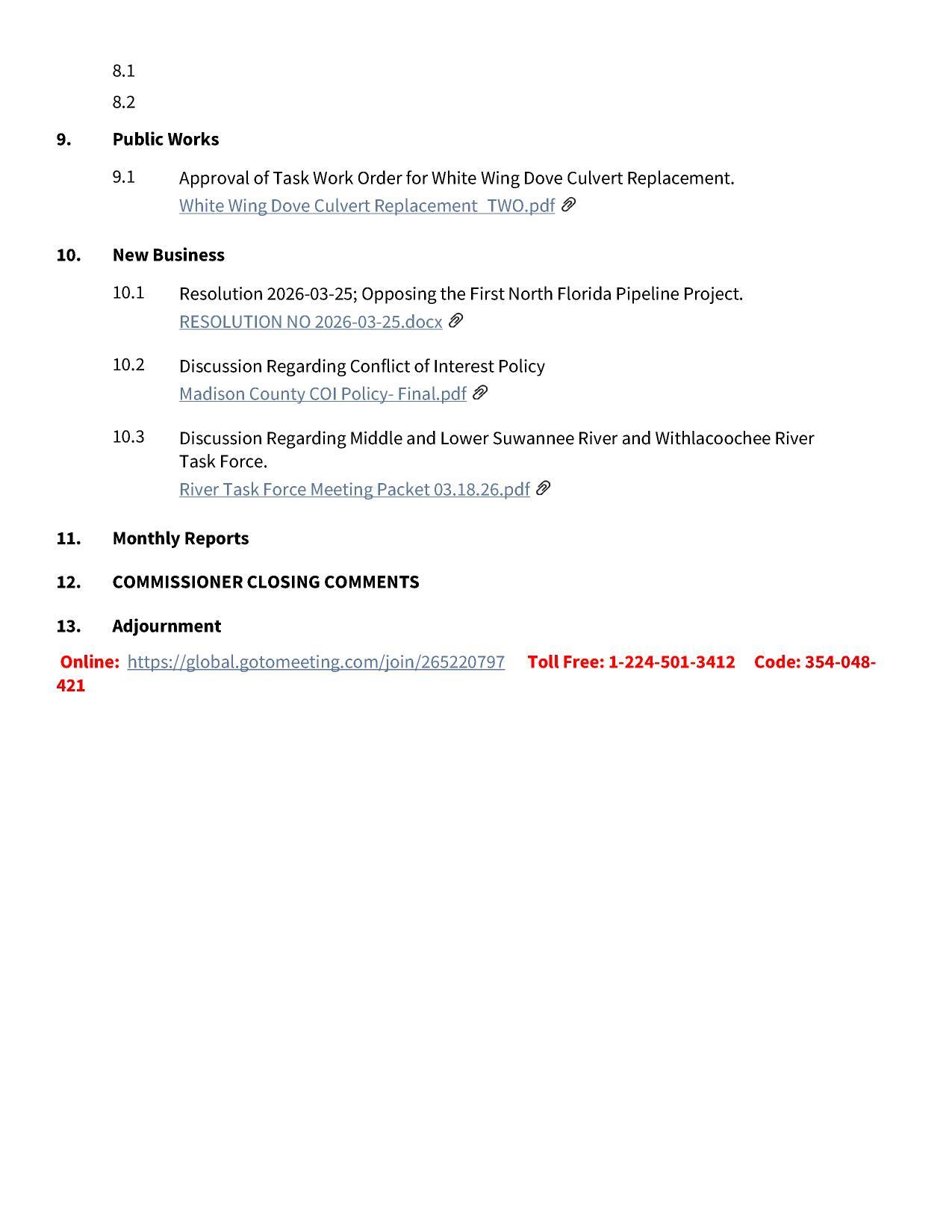 10.1 Resolution 2026-03-25; Opposing the First North Florida Pipeline Project.