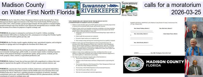 Madison County calls for a moratorium on Water First North Florida, 2026-03-25