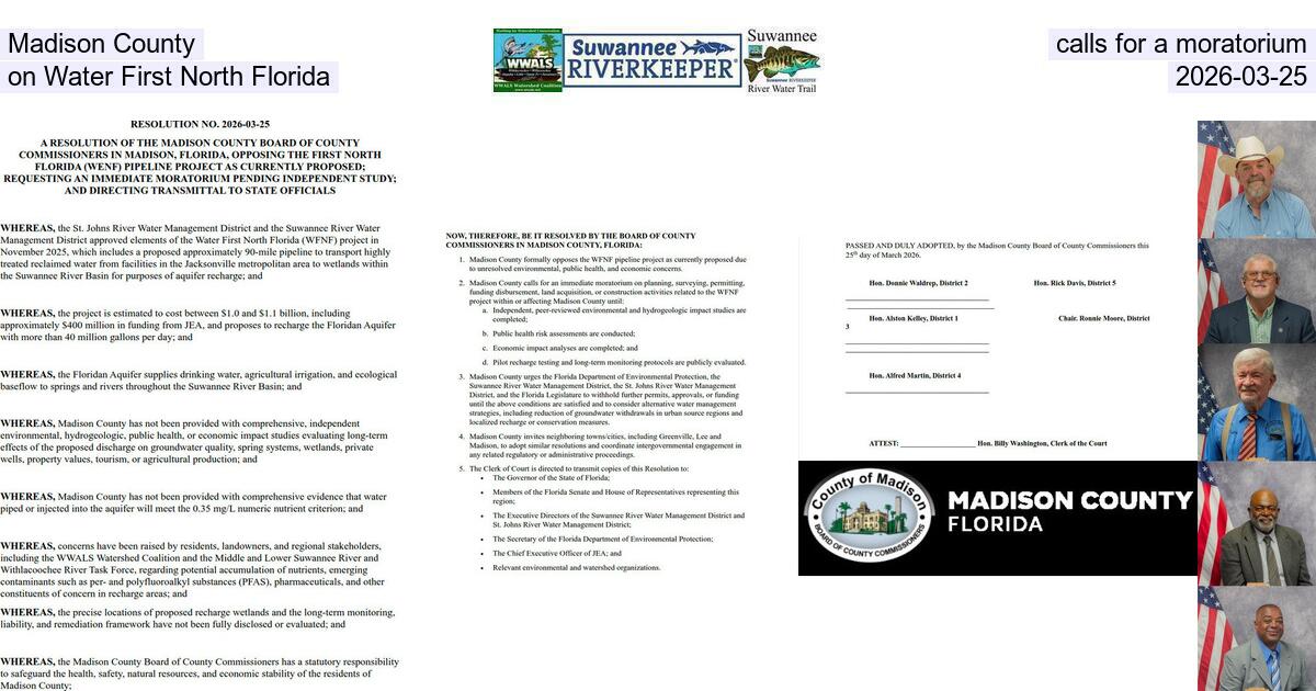 [Madison County calls for a moratorium on Water First North Florida, 2026-03-25]