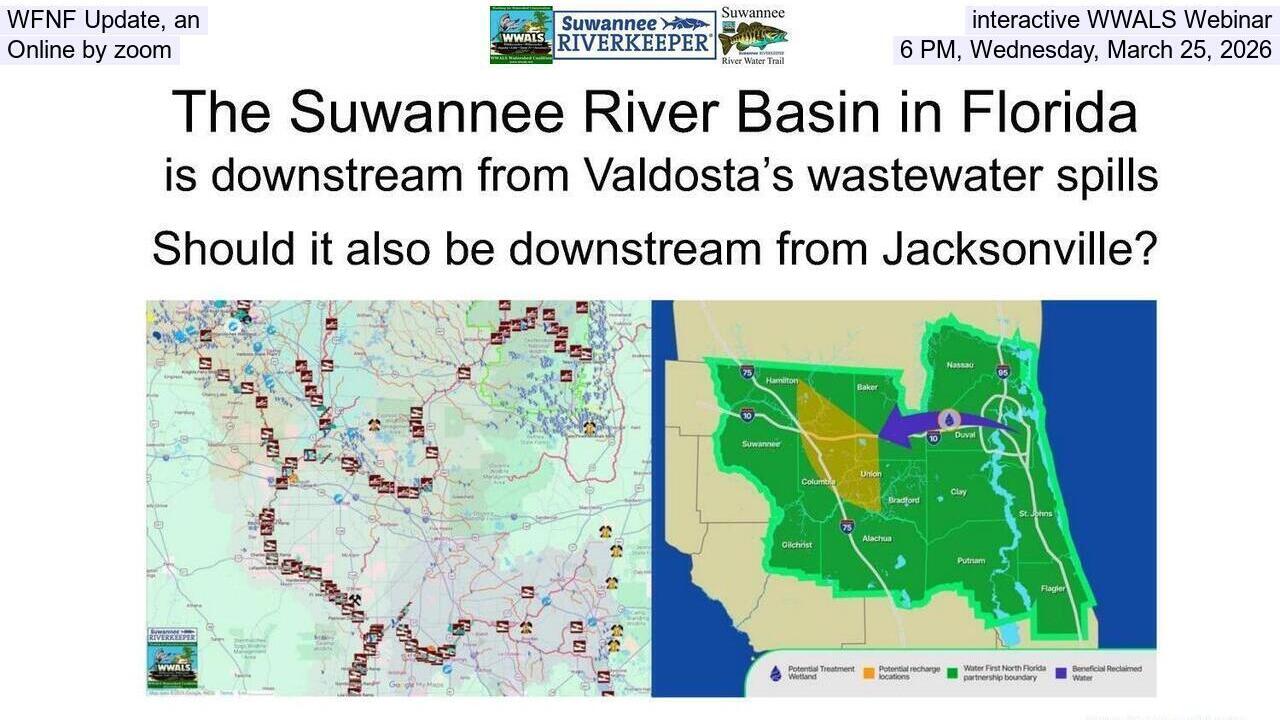 WFNF Update, an interactive WWALS Webinar, Online by zoom, 6 PM, Wednesday, March 25, 2026