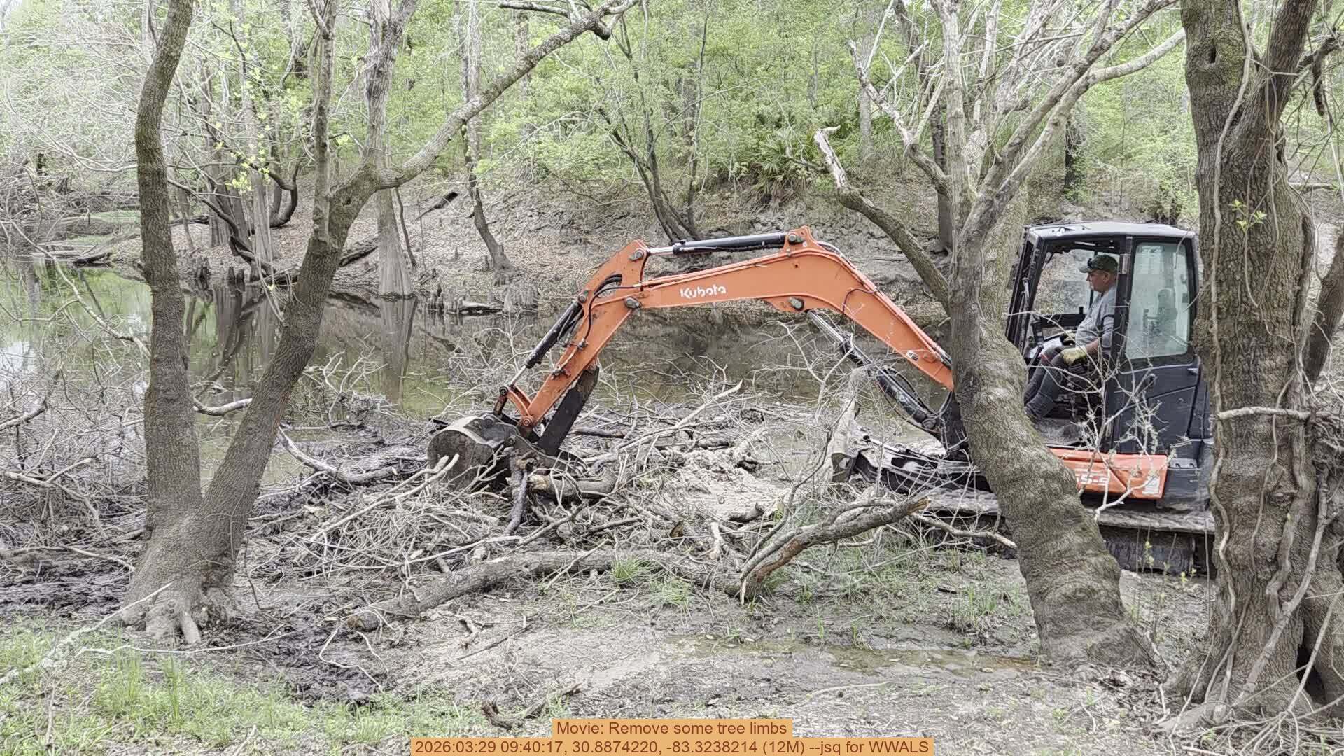 Movie: Remove some tree limbs, 2026:03:29 09:40:17, 30.8874220, -83.3238214 (12M) --jsq for WWALS