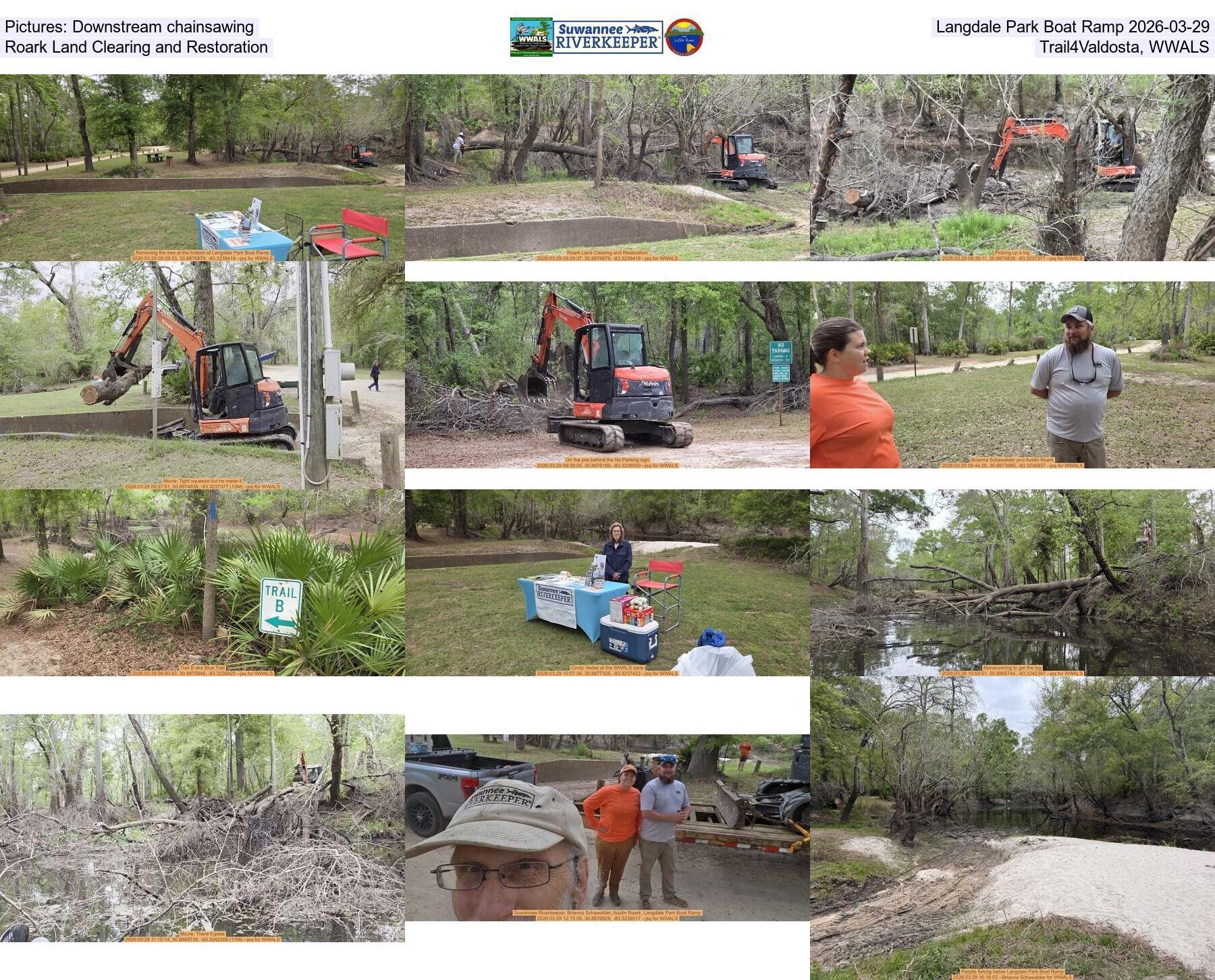 Pictures: Downstream chainsawing, Langdale Park Boat Ramp 2026-03-29, Roark Land Clearing and Restoration, Trail4Valdosta, WWALS