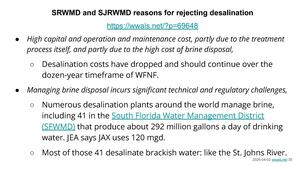 [SRWMD and SJRWMD reasons for rejecting desalination]