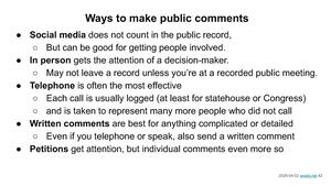 [Ways to make public comments]