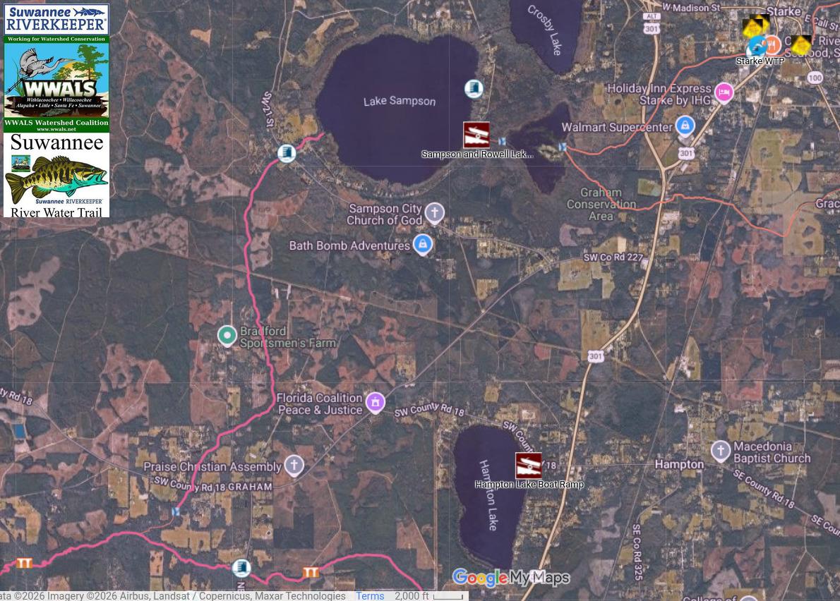Map: ICE Site to Santa Fe River, 2026-04-06 --Google Maps